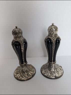 Victorian Style Wallace Silversmiths Black and Silver Ornate Pair